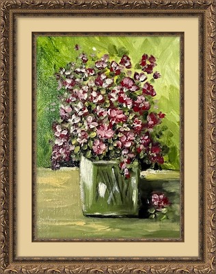 Green Vase Red Flowers